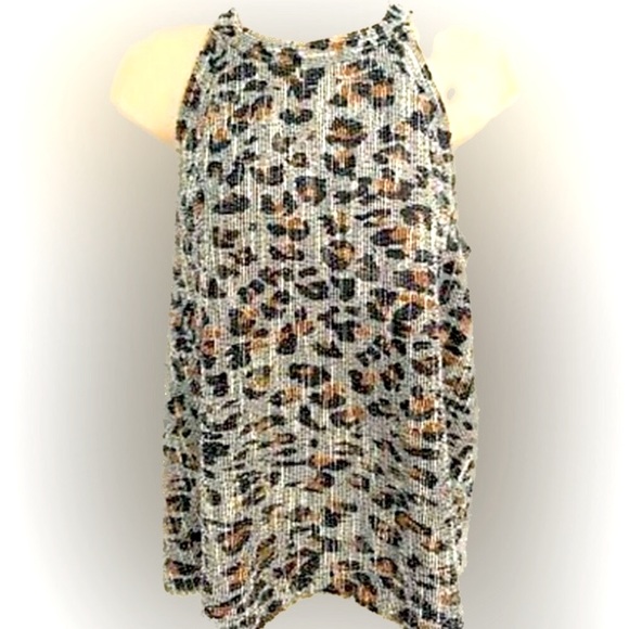 W5 Tops - W5 | small halter leopard print top. Fringed hem. Sleeveless